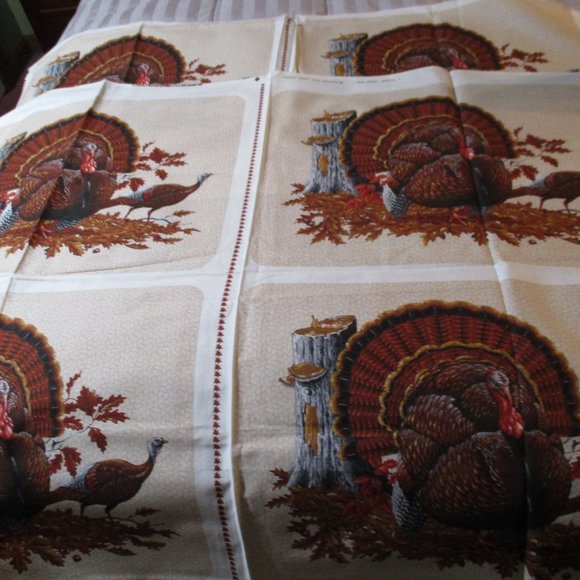 Vintage Lot of 6 Craft Fabric Make Yourself Placemats Thanksgiving Turkey - Picture 1 of 3